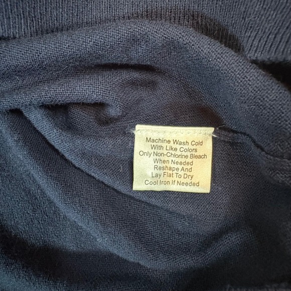 Jos A Bank Reserve Mens XL Navy Long Sleeve Polo Sweater 90% Cotton 10% Silk - Picture 5 of 7